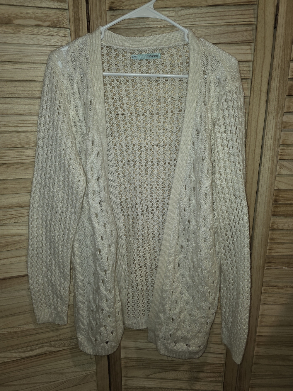 Maurices Cream Open-Knit Cable Cardigan